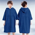 thumbnail image 2 of Djtdsds Kids' Solid Color Hooded Terry Cloth Beach Towel Poncho Robe with Zipper Cover-Up Size:One Size, 2 of 4