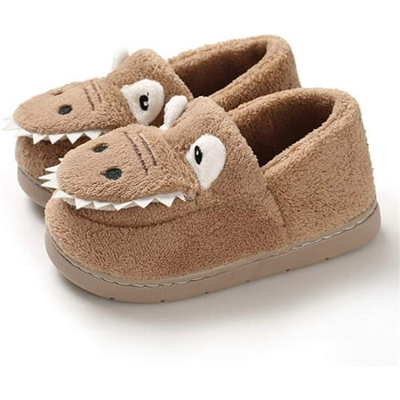 

MUCHENGGIFT Baby Toddler Boys Girls House Slipper Non Skid Fuzzy Cartoon Dinosaur Kids Indoor Bedroom Shoes