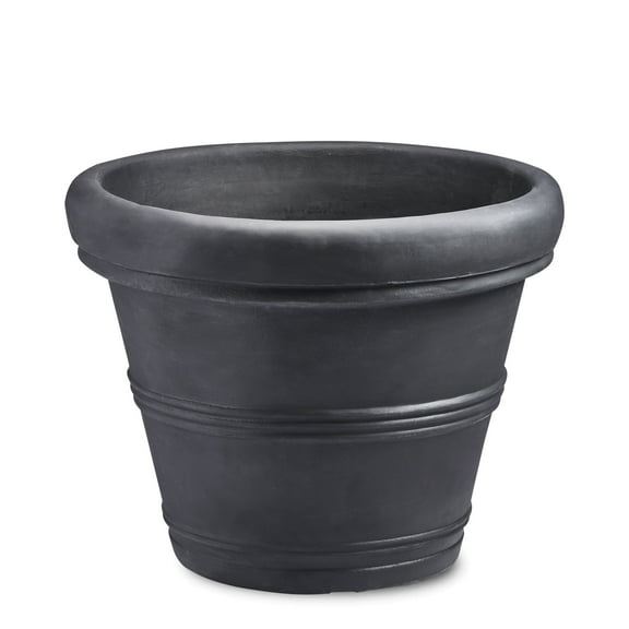 Crescent Garden Brunello Classic Rolled-Rim Plant Pot 14â (Caviar Black)