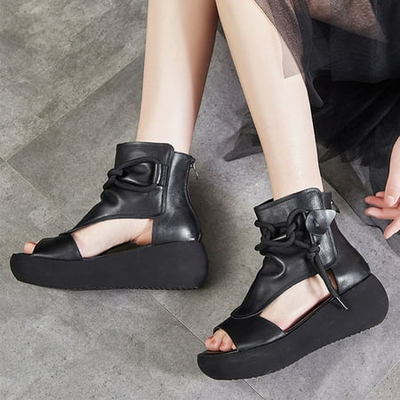 

Mishuowoti sandals for women 2023 Fashion Summer Women Sandals Thick Bottom Fish Mouth Casual Roman Style Comfortable