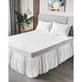 thumbnail image 4 of Modern Gray Striped Bed Skirt California King Size 16" Drop Simple White Background Ruffled Wrap Around Bed Skirts Adjustable Elastic Bedskirt Dust Ruffle for California King Size Bed, 4 of 7