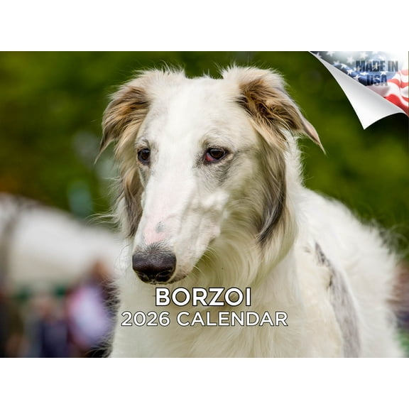 2025 2026 Borzoi Calendar - Dog Breed Monthly Wall Calendar - 12 x 18 Open - Thick No-Bleed Paper - Giftable - Made in USA