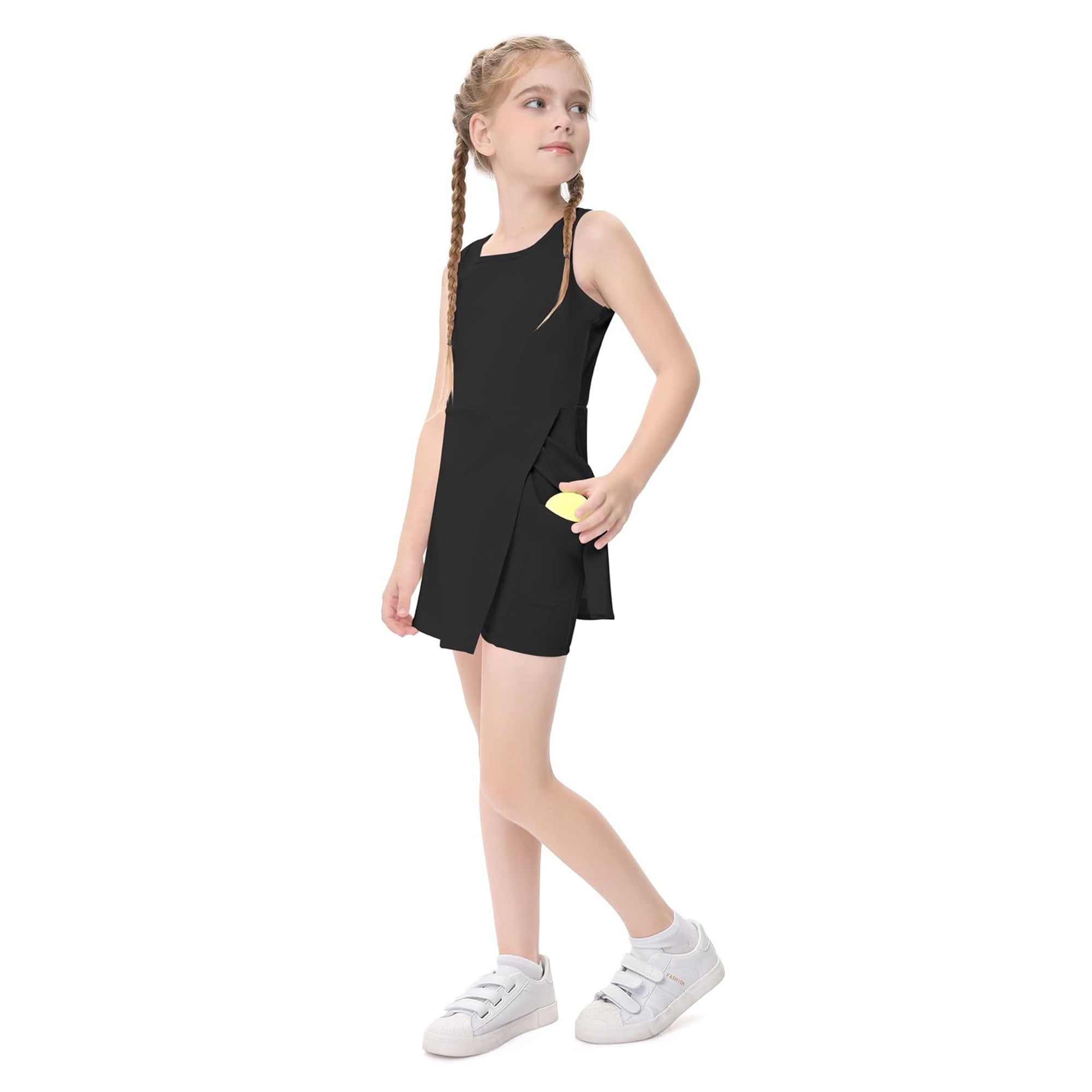 Big Girls Golf Tennis Sports Sleeveless Athletic Active Dress with Safety Inner Pockets Shorts