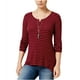 thumbnail image 1 of Camiseta henley a rayas Hippie Rose para mujer, rojo, mediano Hippie Rose henley, 1 of 2