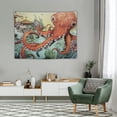 thumbnail image 2 of GOSMITH  Heavy Duty Cool Asian Japanese Ukiyoe Octopus Koi Great Waves Artistic Unique Monster Painting Tapestry Wall Hanging with Accessories, Home Dorm Bedroom Wall Art Décor,, 2 of 7