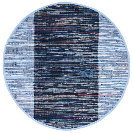 SAFAVIEH Rag Romeo Striped Cotton Area Rug Navy/Blue 6 x 6 Round
