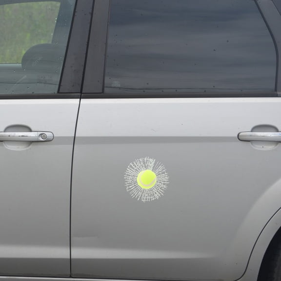UNOMOR Car Pranks Tennis Broken Glass Sticker Green Plastic 3D Ball Shape Outdoor Display 1Pcs