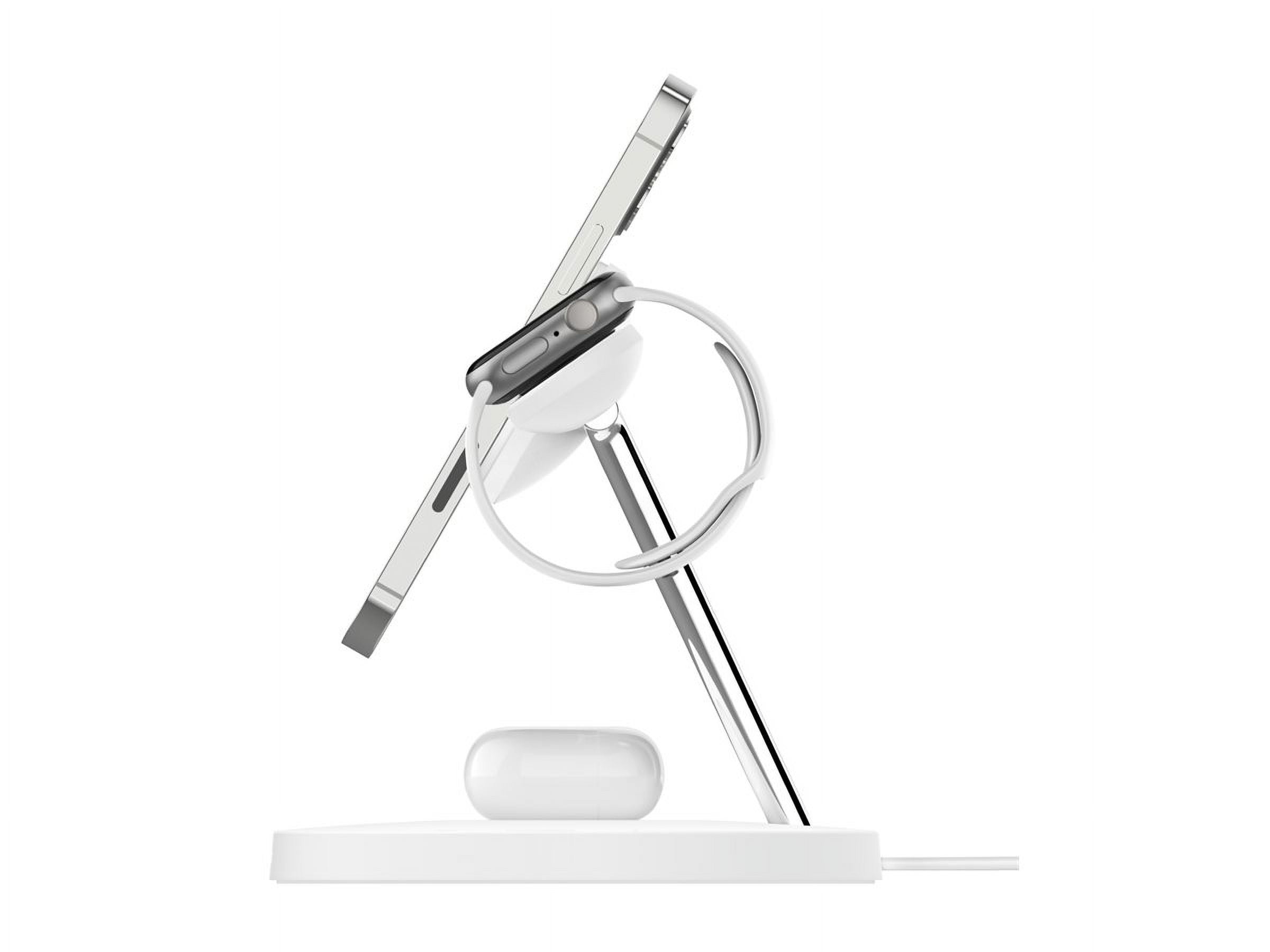 Restored Belkin- 3-in-1 Wireless Charging Stand (Older 2021 Release) for Apple Watch, iPhone Series, AirPods, White (Refurbished)