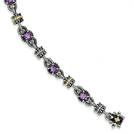 - 925 Sterling Silver 14kt Purple Amethyst Bracelet 7.50 Inch Gemstone Fine Jewelry Ideal Gifts For Women Gift Set From Heart