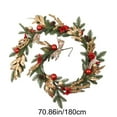 thumbnail image 3 of 70.87 Inch Christmas Garland with Lights, Red and Gold Fireplace Mantel Decoration with Flowers, Bows, Ornaments, Artificial Leaves, Holiday Door & Window Décor, 3 of 5