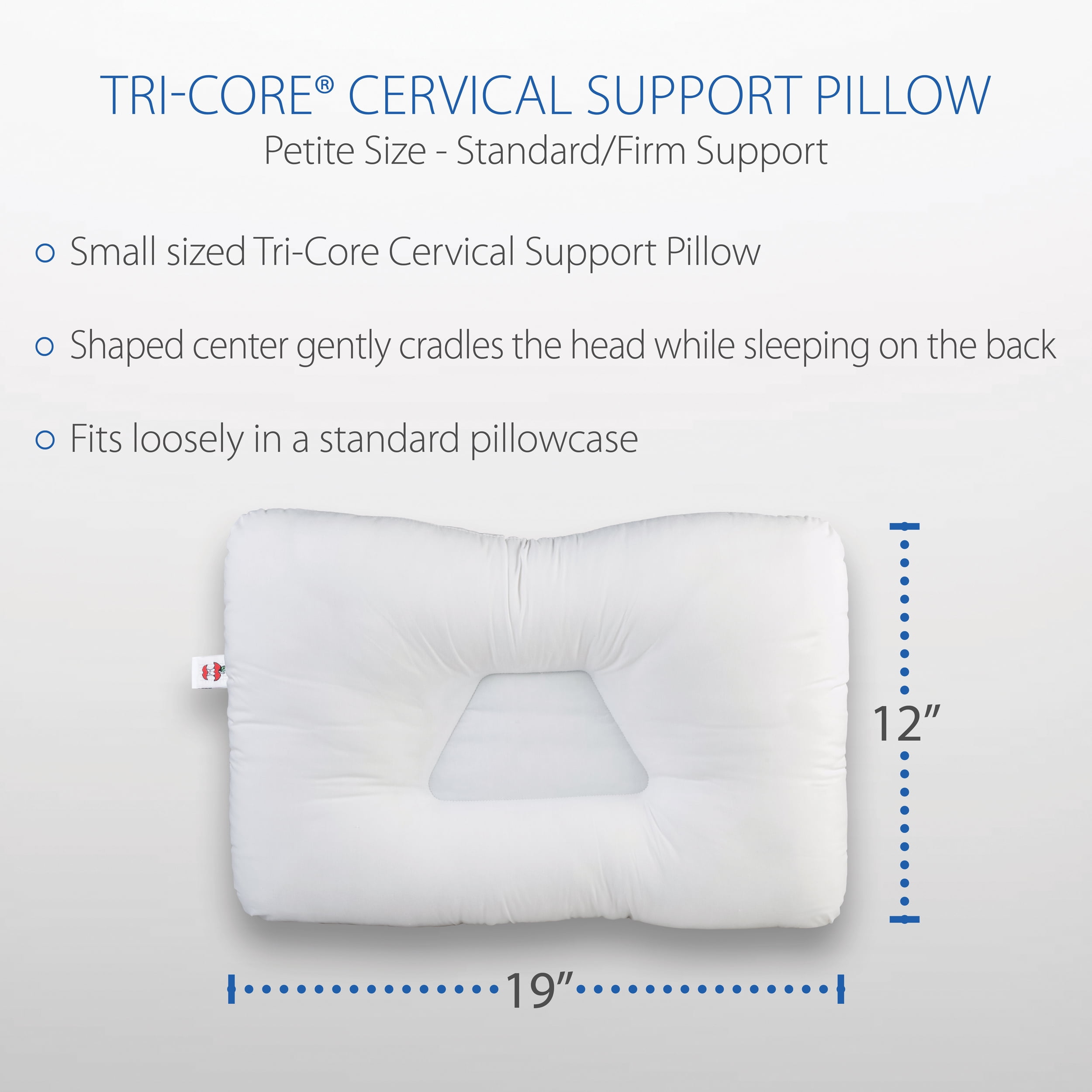 Petite Core Small Size Tri-Core Cervical Support Pillow