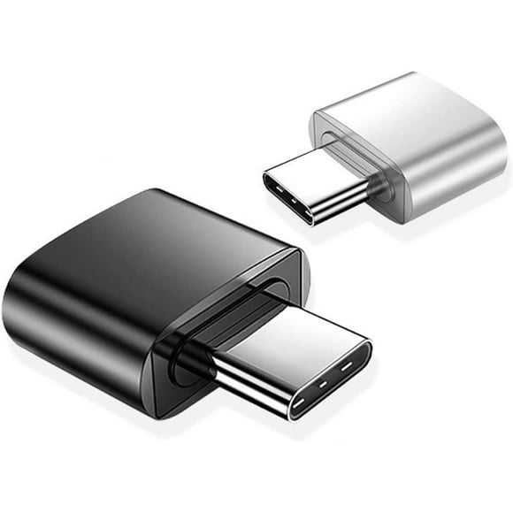 USB C to USB Adapter (2 Pack), USB Female to USB-C Male Adapter, Type C to USB-A Converter, Compatible with MacBook, USB C Phone and More (Black and Silver)