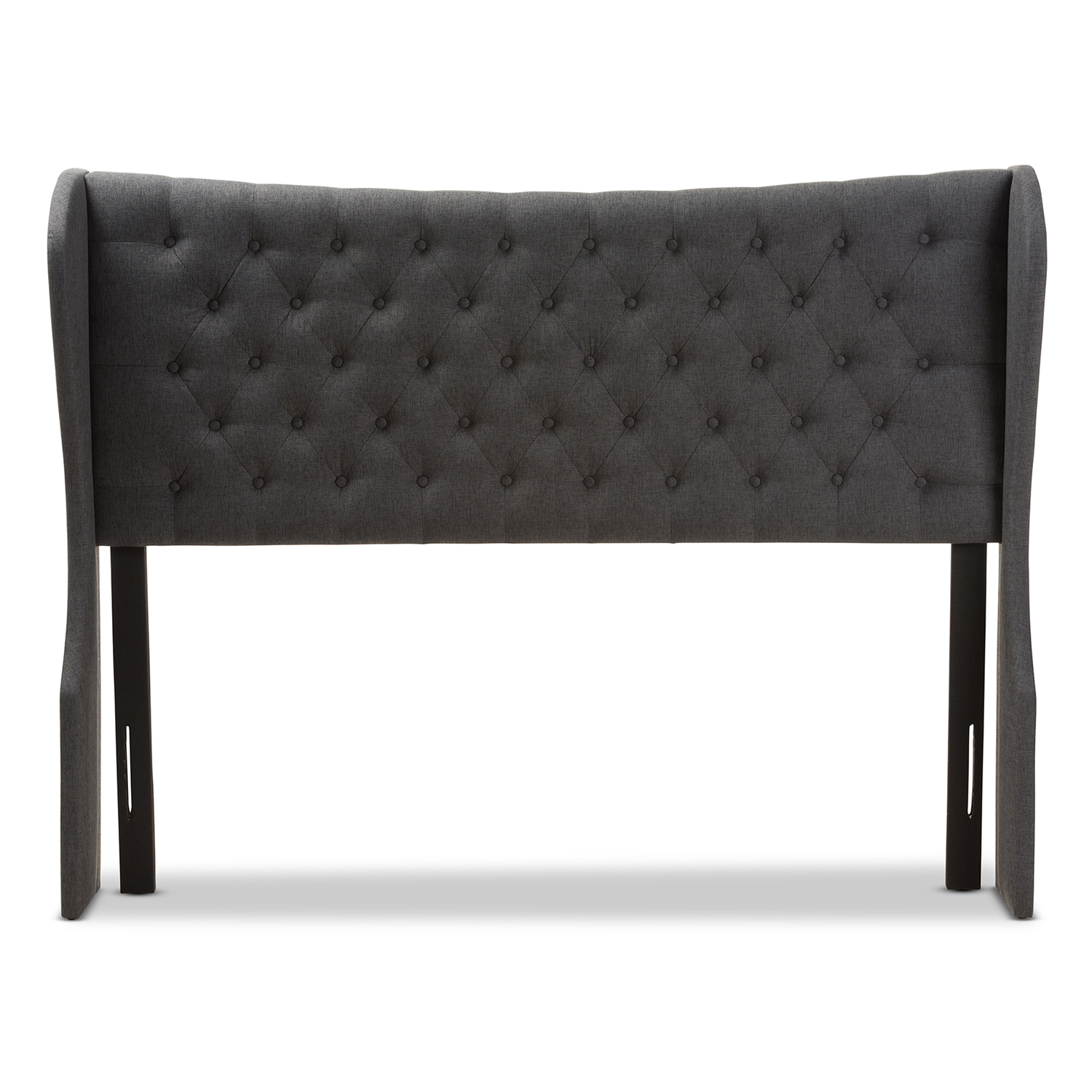 Baxton Studio Cadence Modern and Contemporary Dark Grey Fabric Button-Tufted King Size Winged Headboard,Wholesale