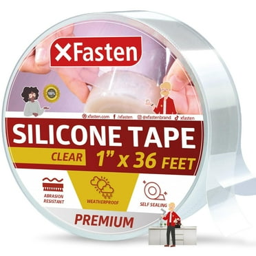 XFasten Self-Fusing Waterproof Tape, Silicone Clear, 1" x 36 ft