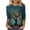 Green, variant on Uootdi Halloween Womens Round Neck 3/4 Sleeve Tops Cute Ghost Holding Glowing Pumpkin Retro Distressed Print Casual Tees Loose Fit Daily Walking Soft Shirts Gift