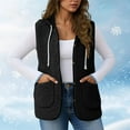 thumbnail image 5 of Fleece Crop Jackets for Women Sleeveless Outerwear Vest with Pockets Hooded Sherpa Coat Solid Color Winter Clothes (L, Black), 5 of 6