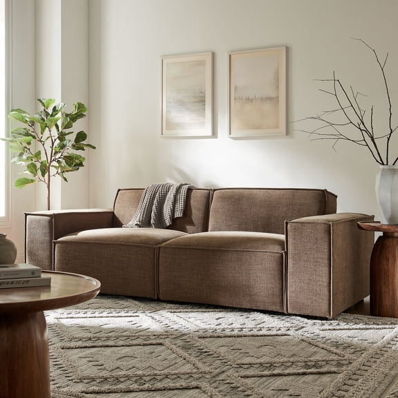 Restore 2-Piece Performance Fabric Upholstered Modular Loveseat in Mocha
