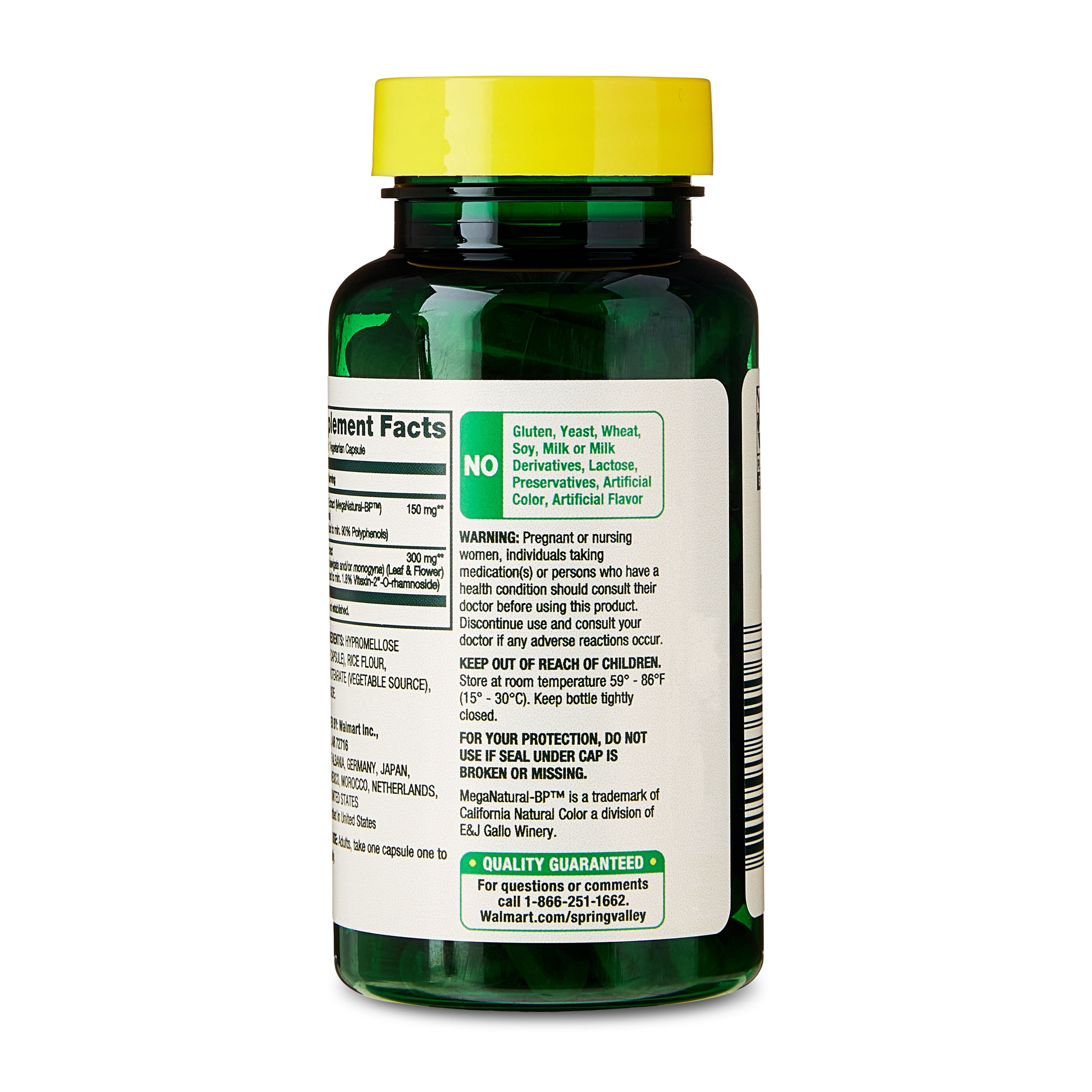 Spring Valley Blood Pressure Support Dietary Supplement Vegetarian Capsules for Heart Health, 60 Count