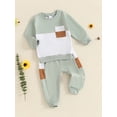 thumbnail image 3 of FEORJGP Toddler Baby Boy Casual Clothes 0 6M 12M 18M 2T 3T Infant Long Sleeve Sweatshirts Contrast Colors Pullpvers Crew Neck Tops and Elastic Pants SDaily Track Suit Outfits for Spring Fall, 3 of 9