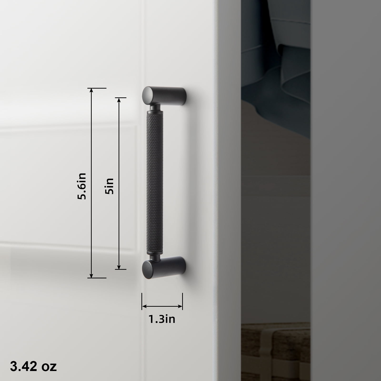 Goo-Ki 6 Pack 5''(128mm) Hole Center Matte Black Cabinet Pulls, Zinc Alloy Knurled Grip Cabinet Handles for Drawer,Dresser,Cupboard Wardrobe Cabinet