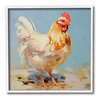 Stupell Industries Abstract Hen Portrait Animals & Insects Painting White Framed Art Print Wall Art, 17 x 17