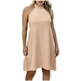 thumbnail image 2 of Dresses for Women, Womens Summer Loose Solid Color Striped Backless Dress, 2 of 5