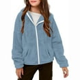 thumbnail image 1 of MKOSPLRT Kids Hoodies Zip Up Long Sleeve Fuzzy Fleece Sweatshirts Oversized Drop Shoulder Jackets Solid Color Coats with Pocket 5-13Years, 1 of 7