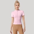 thumbnail image 2 of HJYCHN Womens Jacket Fitness Jacket Slim Fit Casual Short Sleeve Sports Jacket Yoga Top Breathable Athletic Outerwear Womens Winter Coats Light Pink S, 2 of 5