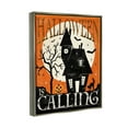 thumbnail image 3 of Stupell Industries Halloween Is Calling Haunted House Graphic Art Luster Gray Floating Framed Canvas Print Wall Art, Design by Veronique Charron, 3 of 6