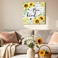 thumbnail image 6 of Sunflower Bee Kind Canvas Wall Art for Living Room, Vintage Yellow Floral Bees White Daisy Plant Grey Plaid Poster Print Painting for Bedroom Office Home Decor Wall Pictures Prepare To Hang 16"x16", 6 of 9