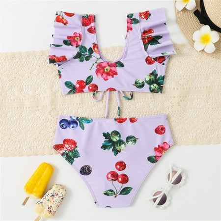

NIUREDLTD Kids Toddler Baby Girls Spring Summer Print Cotton Sleeveless Vest Shorts Holiday Beach Swimsuit Swimwear Outfits Clothing
