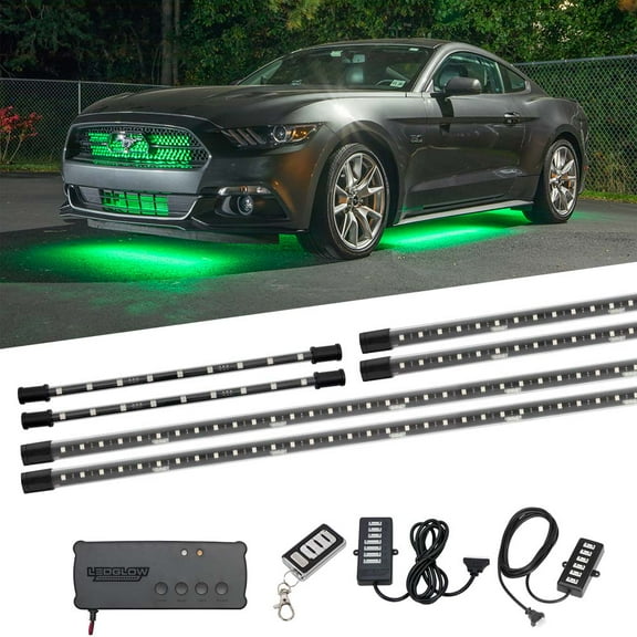 LEDGlow 4pc Million Color Wireless LED Underbody Lighting Kit & 2pc Interior Light Kit