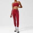 thumbnail image 1 of PISONIC Womens Workout Set Two Pieces Spaghetti Straps Color Block Sports Bra Matching High Waist Leggings Gym Work Out Outfits, 1 of 8