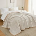 thumbnail image 5 of EMME Fuzzy Fleece Blanket Warm Large Queen Size Ultra Soft Sherpa Blanket Microfiber Cozy Blanket for Bed Couch Sofa Lightweight Reversible Thick Blanket (Tan, 90"x90"), 5 of 6