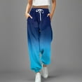 thumbnail image 2 of Sngxgn Women Pants Casual Straight Leg Comfy Drawstring Lounge Running Long Active(Blue,L), 2 of 4