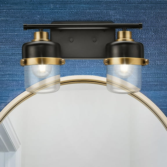 Luxury Industrial Bath Light, Small Size: 8.375''H x 6.375''W, with Luxe Industrial Style Elements, Matte Black Finish, UHP4473 from the Olympia Collection by Urban Ambiance