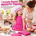 thumbnail image 2 of Rirool Kids Cooking Set, 11-Piece Pink Polka Dot Chef Dress-Up and Baking Role Play Kit with Apron, Hat, Mitt, Pot Holder, Whisk, Rolling Pin, Spoon and 4 Cookie Cutters, Ages 3-6, 2 of 8