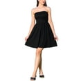 thumbnail image 2 of INSPIRE CHIC Sexy Strapless Party Dress for Women Sleeveless Solid Flare Mini Tube Top Dresses XS Black, 2 of 6