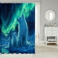 thumbnail image 2 of Snow Fox Family Bath Curtain,Mystery Arctic Aurora Animals Bathroom Shower Curtain ,Winter Safari Animals Waterproof Fabric with Hooks for Stalls,72Wx78L inch, 2 of 5