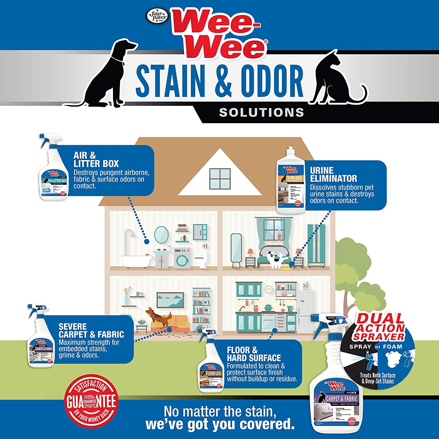 Wee-Wee Pet Stain and Odor Eliminator for Carpet Stains 128 Ounces