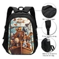 thumbnail image 4 of Horeoi Animal Filled Noahs Ark Print USB Backpack for Travel School Work with Laptop Compartment Charging Port and Anti-Theft Pocket, 4 of 4
