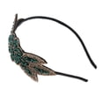 thumbnail image 2 of Gymayou 1920s Hair Accessories Beaded Flower Headbands Rhinestone Elastic Hair Hoops for Women Green, 2 of 5
