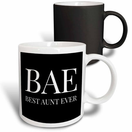 3dRose Bae, best aunt ever, white letters on a black background - Magic Transforming Mug,