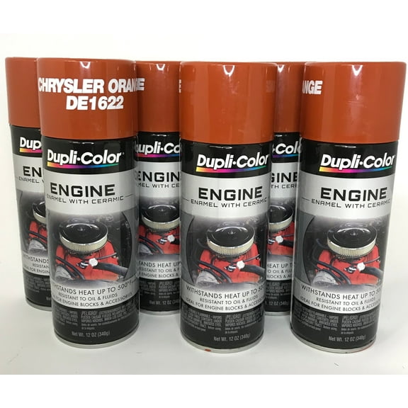 Duplicolor DE1622-6 PACK CHRYSLER ORANGE Engine Enamel Paint w/ Ceramic - 12 oz Aerosol