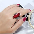 thumbnail image 5 of Opolski Women Boho Knuckle Rings Vintage Oval Turquoise Antique Silver Plated Carving Ring Jewelry Exquisite Finger Rings Jewelry for Party Banquet, 5 of 6