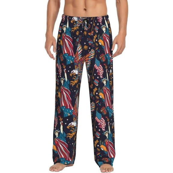 Hirioo United States Of America for Women's PJ Pajama Pants Sleep Pants Women's Home Trousers with Pockets,S-3XL-Small