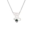 thumbnail image 2 of Delight Jewelry Silvertone Lime Green Dots on Black Spinner Silvertone Dream Big Pendant Necklace, 25", 2 of 4