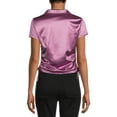 thumbnail image 2 of No Boundaries Juniors Johnny Collar Satin Top, 2 of 5