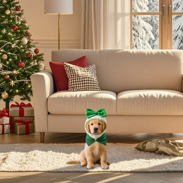 Festive Holiday Bow Hat Outfit For Small And Medium Sized Cats Adorable Pet Apparel Accessory