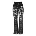 thumbnail image 6 of DHFJKG Lace Pants For Women Flared Pants Sexy Hallow Out Floral Embroidery High Waisted Trousers Night Out Clubwear, 6 of 7